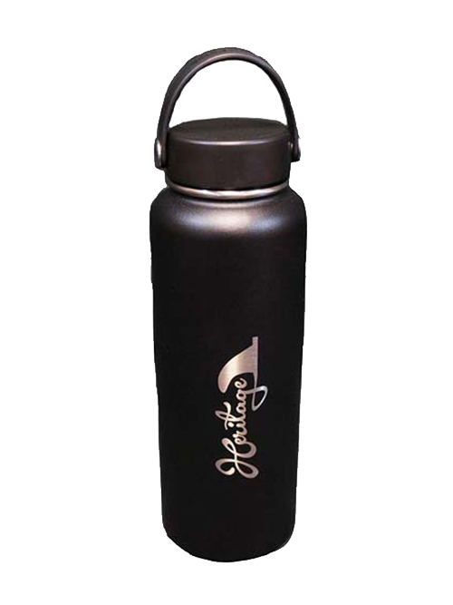 HydroFest 40 oz Water Bottle, Black Water Bottle with Straw, Wide Mouth  Insulated Water Bottle W/Straw lid, Spout Lid & Flex Cap, BPA Free & Leak
